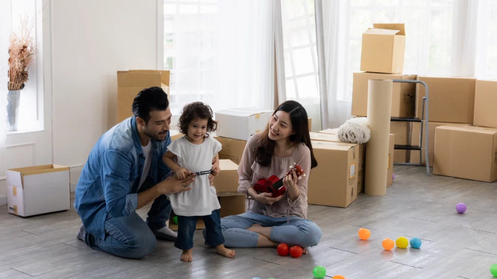 Family moving into new home.